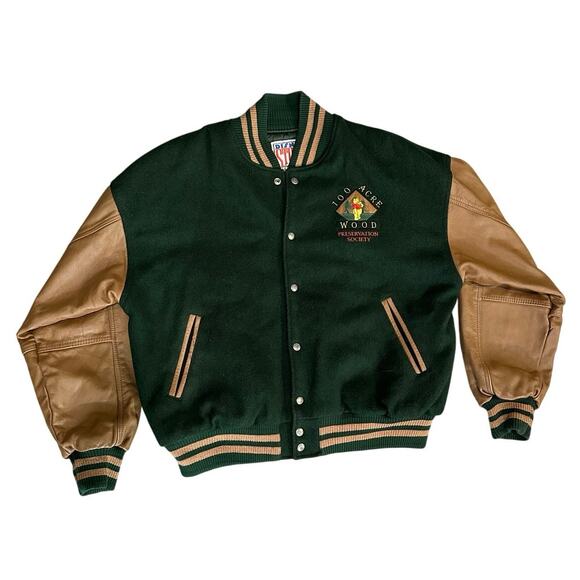 Vintage Disney Studio Pooh Varsity Jacket Wool 100 Acre Wood Preservation Large
